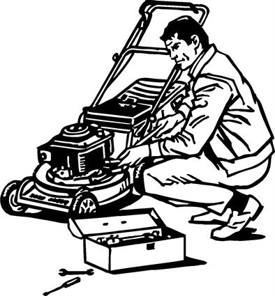 Man working on Mower